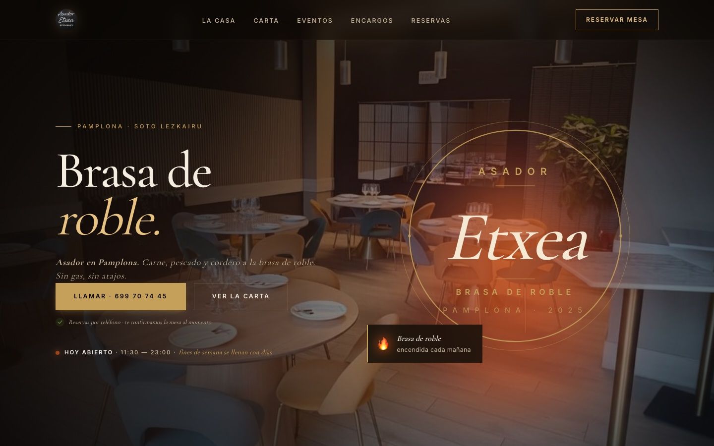 Web del Asador Etxea, parrilla en Mutilva, hecha por Mutilva Web